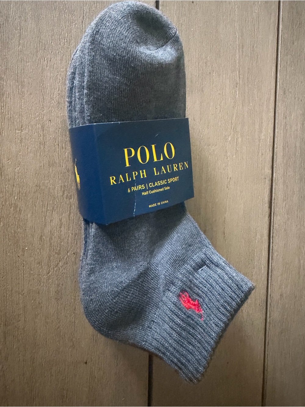Polo by Ralph Lauren Gray Ankle Socks with Red Pony